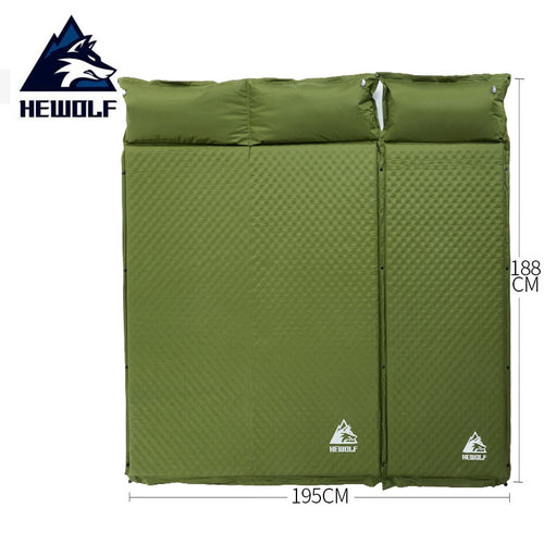 HEWOLF 2+1 spliced outdoor thick 5cm automatic inflatable cushion pad outdoor tent camping mats bed mattress 2 colors