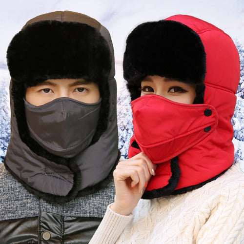 Men Women's Winter Fleece Hats Outdoor Sports Windproof Warm Cap Hiking Cycling Skiing Fishing Female Male Balaclava Hats