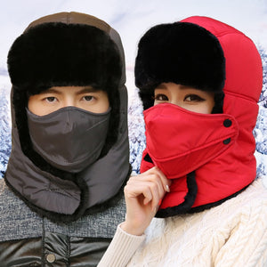Men Women's Winter Fleece Hats Outdoor Sports Windproof Warm Cap Hiking Cycling Skiing Fishing Female Male Balaclava Hats
