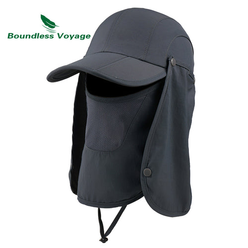 Boundless Voyage Outdoor Hat Face Neck Protection Removable Camping Hiking Fishing Sunshade Summer Jungle Cap