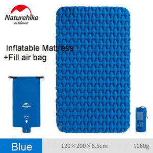 Naturehike Outdoor Ultralight Inflatable Mattress 2 Person Sleeping Pads Waterproof Bags Thicken Camping Mat W Fill Air Bag 970g