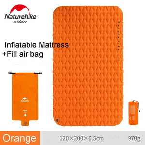 Naturehike Outdoor Ultralight Inflatable Mattress 2 Person Sleeping Pads Waterproof Bags Thicken Camping Mat W Fill Air Bag 970g